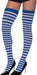 Product photo of the White/Blue Thigh High Stockings, shown against a plain background — a costume accessory for Halloween and dress-up.
