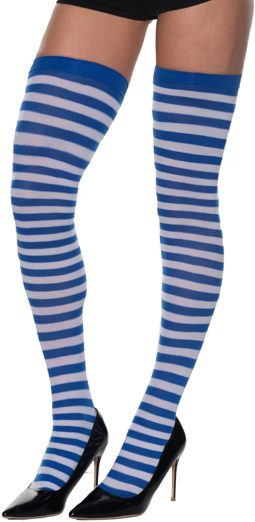 White/Blue Thigh High Stockings | 1ct