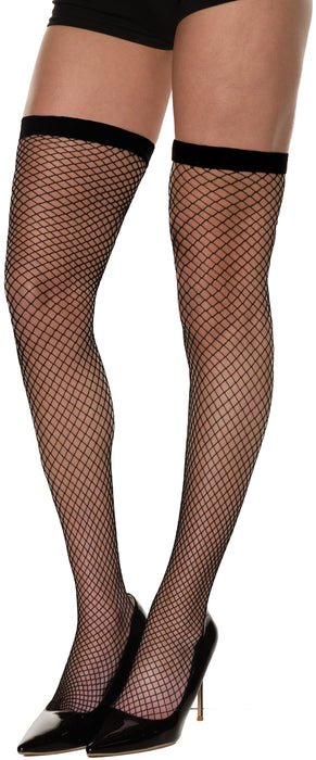 Product photo of the Fishnet Thigh High Stockings, shown against a plain background — a costume accessory for Halloween and dress-up.