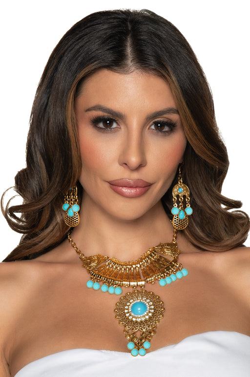 Turquoise & Gold Necklace Set | 1ct