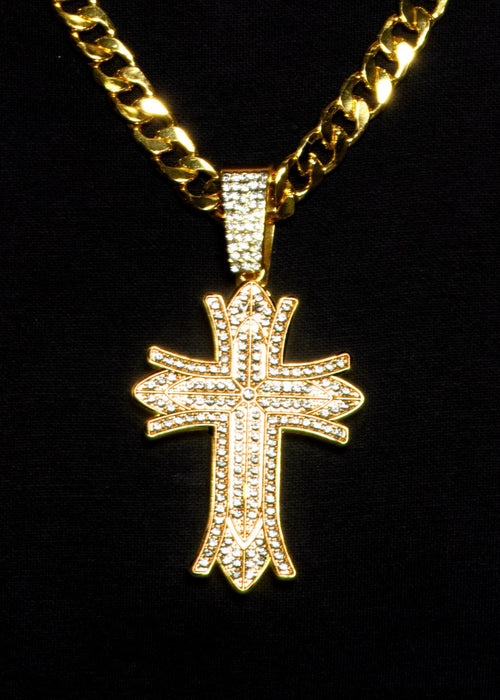 Product photo of the Gold Cross Necklace, shown against a plain background — a costume accessory for Halloween and dress-up.