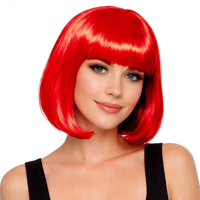 Product photo of the Red Bob Wig, shown against a plain background — a costume accessory for Halloween and dress-up.