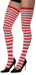 Product photo of the White/Red Thigh High Stockings, shown against a plain background — a costume accessory for Halloween and dress-up.