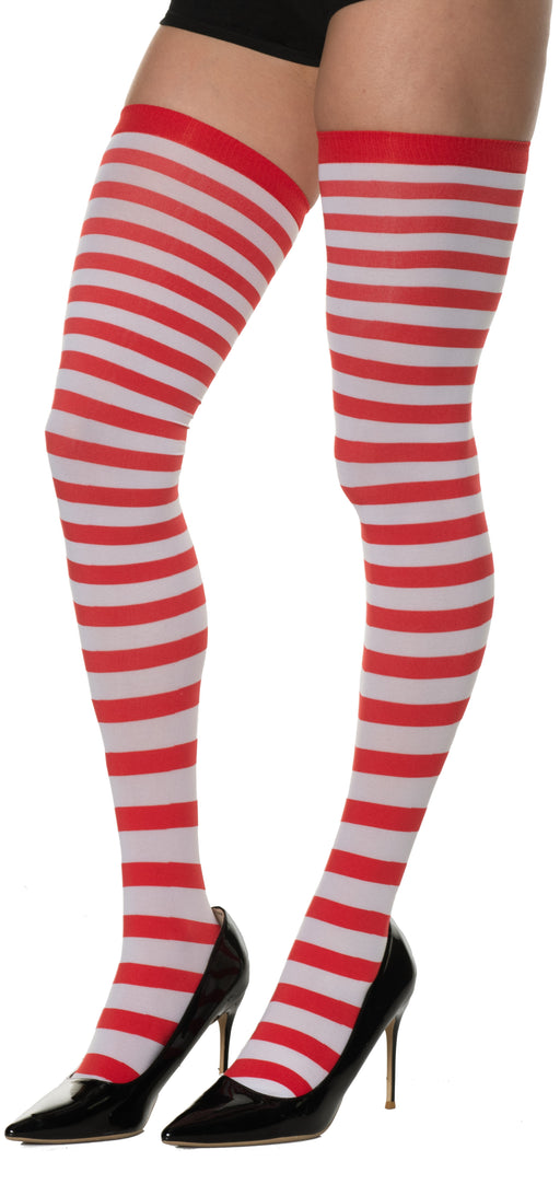 White/Red Thigh High Stockings | 1ct