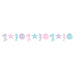Mermaid Shine banner with pastel mermaids, seahorses, stars, and seashells in pink, teal, and lavender colors.