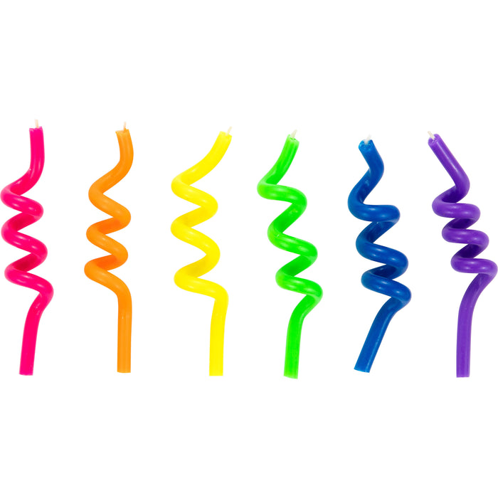 Curly Neon Candle Bubbly Birthday - Party Supplies