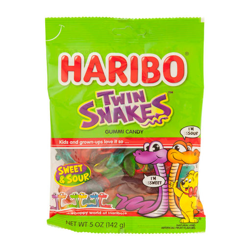 Haribo Twin Snakes Gummi Candy 5 oz Peg Bag | 1ct