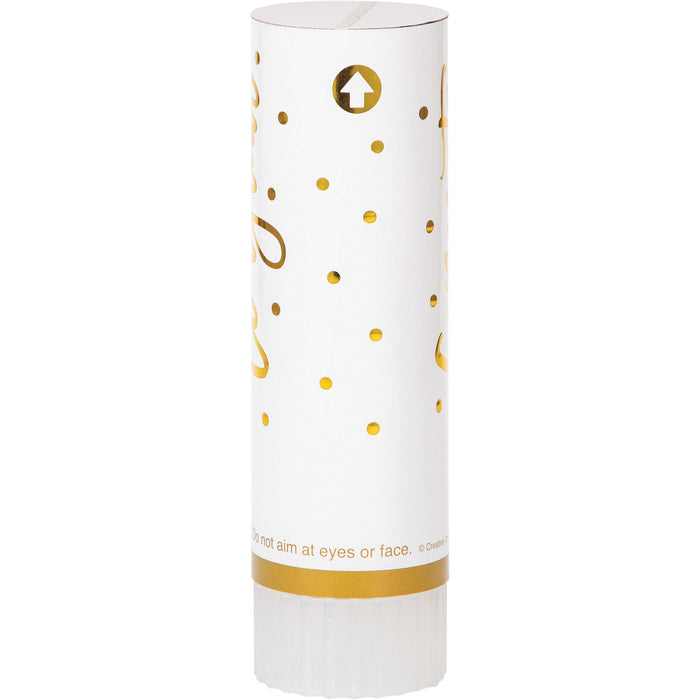 White/Gold Confetti Cannon Congratulations - Party Supplies