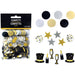 A 1.2 ounce package of New Year's Black, Silver, Gold Confetti.