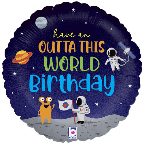 Outta This World Birthday Mylar Balloon, 18"