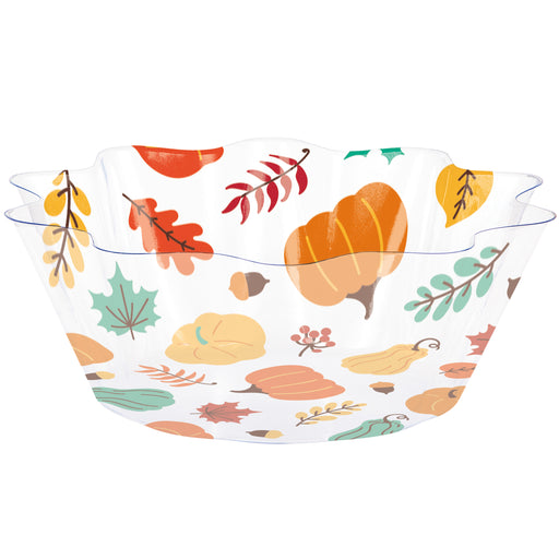 Fall Plastic Bowl Leaves & Pumpkins 8" | 1 ct