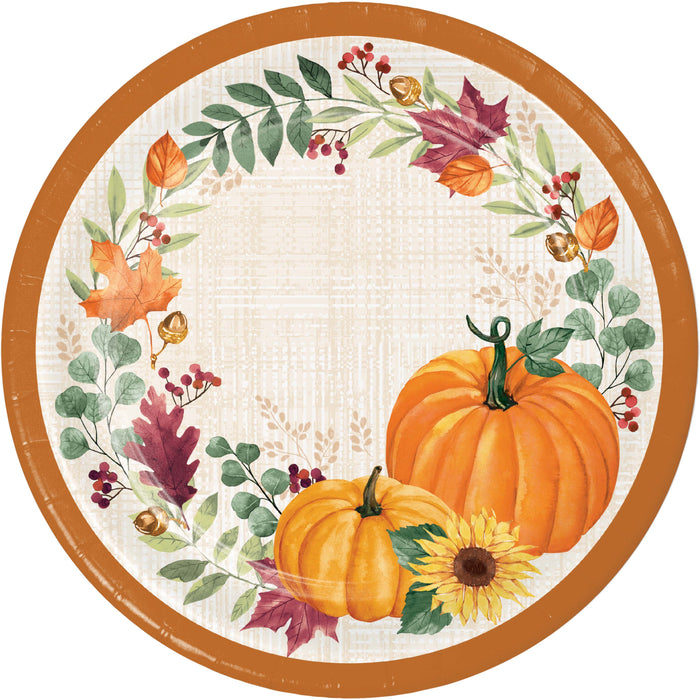 Thanksgiving Harvest Wishes Plates 9" | 8 ct