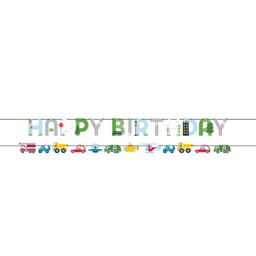 Transportation Time Happy Birthday Banner | 1 ct