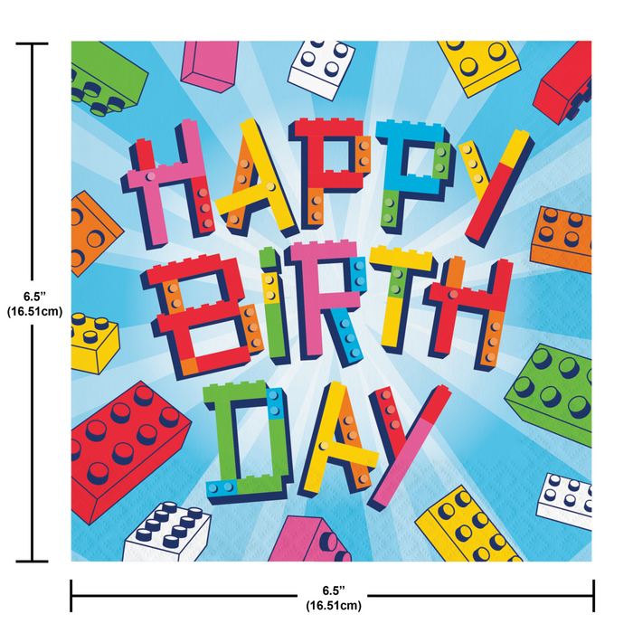 Block Bash Happy Birthday Lunch Napkins | 16 ct