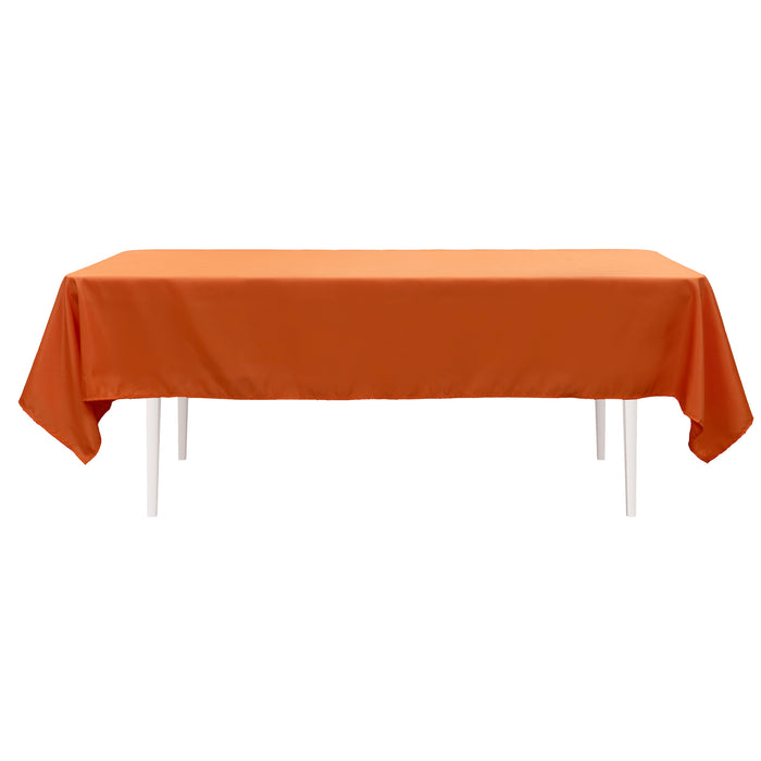 Product photo of Value Rectangle Polyester Table Cover 60" x 102" - Orange — a Portofino party product shown on a plain background.