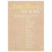Baby Shower Guess the Price game sign printed on kraft-style paper with a list of baby items and blank spaces for price guesses, designed for baby shower party activity.