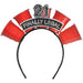 Finally 21 novelty shot glass headband featuring a glitter “21” topper, “Finally Legal” banner, and multiple red shot glass holders attached to a black headband for 21st birthday celebrations.