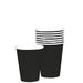 Stack of 20 black paper cups with white interior rim displayed in single and stacked arrangements.