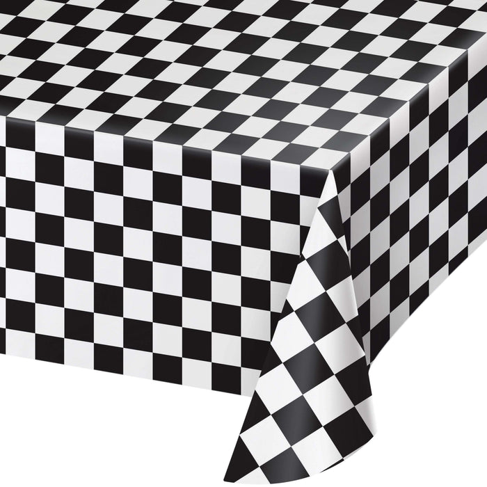 Plastic Tablecover Black Chk - Party Supplies