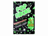 Black packet of watermelon-flavored Pop Rocks popping candy with neon green cartoon rock characters and star designs on the front.