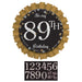 Sparkling Celebration Add-Any-Age Button with black and gold rosette design, customizable number stickers, and sparkling birthday accents.
