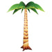 Stylized 3D palm tree decoration with bright green fronds at the top and a tan textured trunk that tapers toward the base.