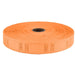 Roll of orange raffle tickets with perforated sections and numbered printing, containing approximately 2000 tickets wound on a cardboard center tube.