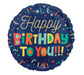 Bright Birthday Blocky Text Mylar Balloon, 18"