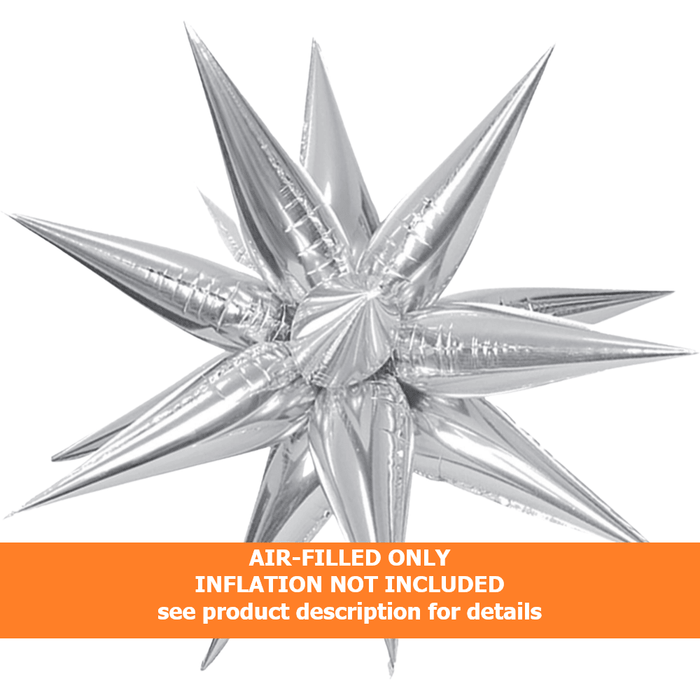 40in Silver Starburst Magic Star Air Filled Balloon | 1ct - Party Supplies