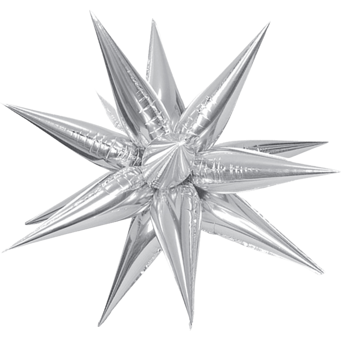 40in Silver Starburst Magic Star Air Filled Balloon | 1ct - Party Supplies