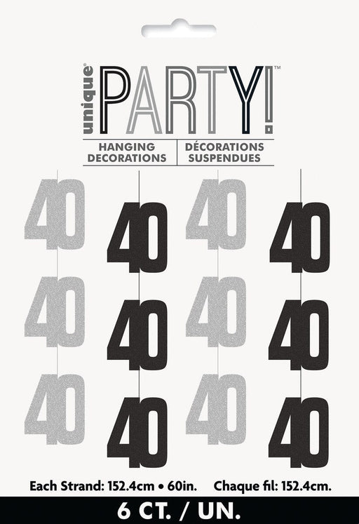 40th Birthday Hanging Decoration | 6ct