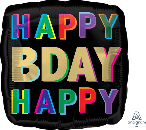 Happy Birthday Offset Letters Mylar Balloon, 18"