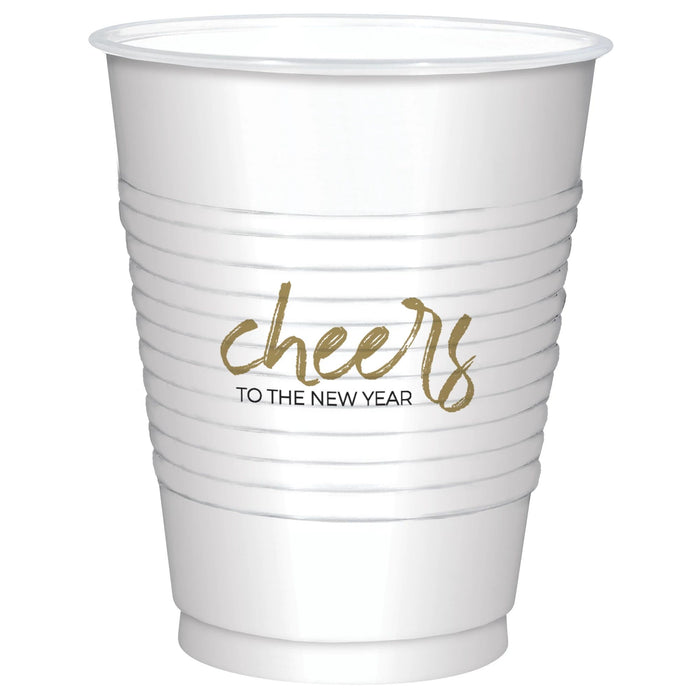 New Year's Cheers To The New Year Printed Plastic Tumbler 18 oz. | 25 ct