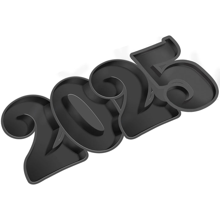 A 18.5 inch New Years 2025 Plastic Tray.  Each number in the tray is a separate compartments