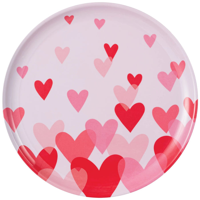 Looking for a stylish and durable way to serve your Valentine's Day treats? Look no further than our Valentine's Day Melamine Hearts Platter. Measuring 13.5 inches, this platter features a charming hearts design perfect for showcasing your delicious desserts. Made from high-quality melamine, it is both elegant and durable. Impress your loved ones this Valentine's Day with this must-have platter.