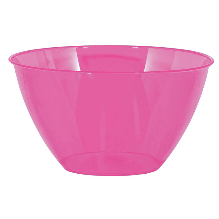 A pink 24 Ounce Plastic Bowl tht is 5.5 inches in diameter.