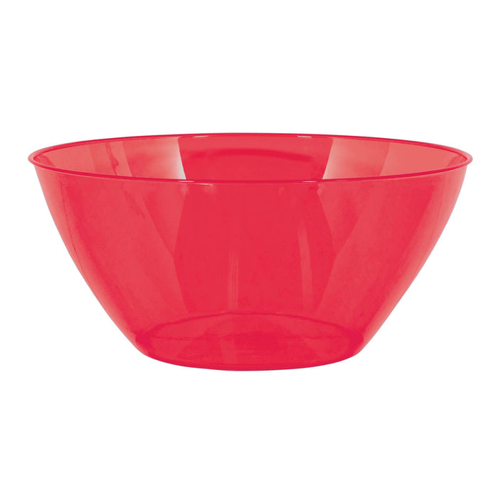 A red 5 Quart 11-inch diameter Plastic Bowl.