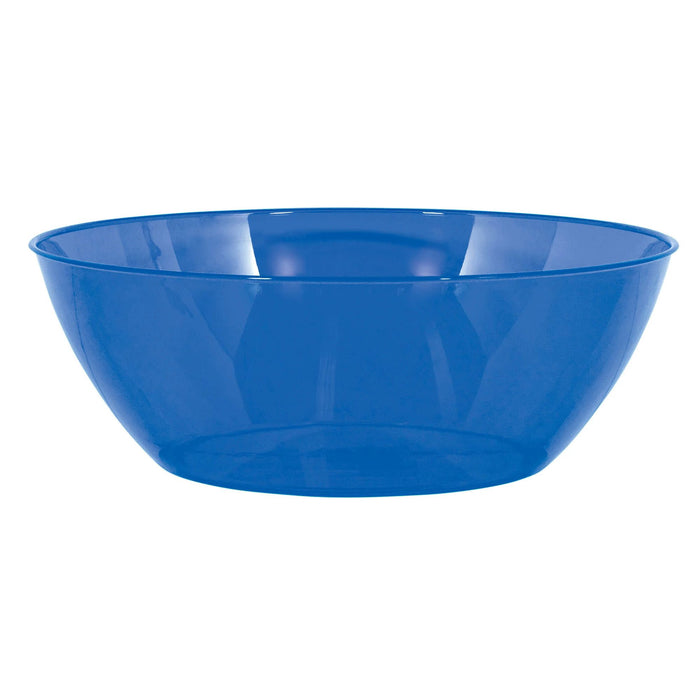 A blue 10 quart 14.5 inch diameter Plastic Bowl.