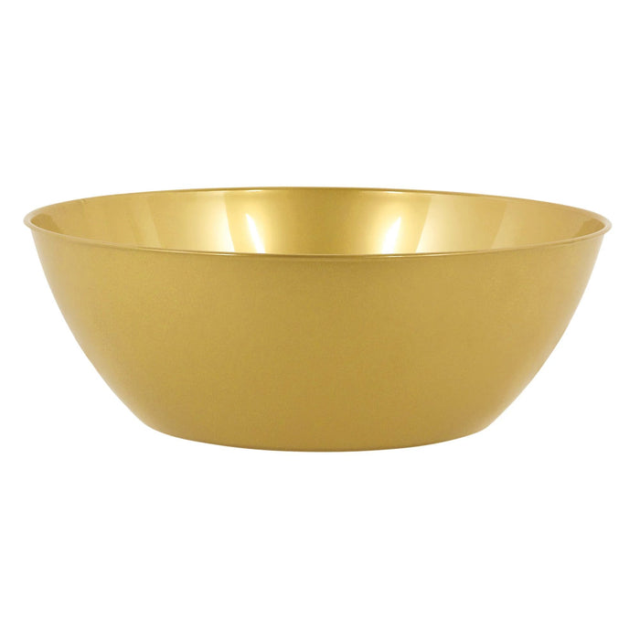 A gold 10 quart 14.5 inch diameter Plastic Bowl.