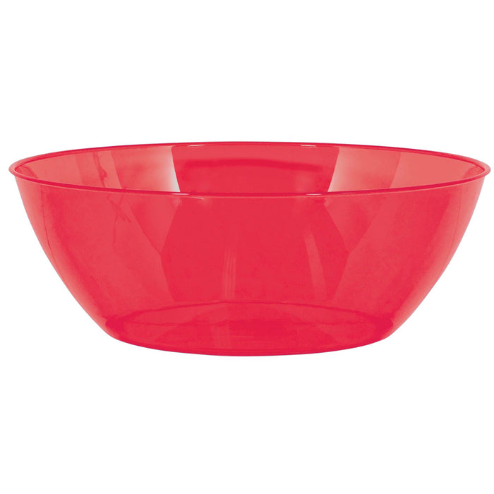 A red 10 quart 14.5 inch diameter Plastic Bowl.