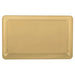 A gold 9" x 14.25" Rectangular Plastic Platter.