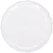 A white 12-inch Plastic Scalloped Platter.