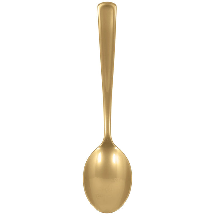 A gold 9.5-inch Plastic Serving Spoon. Spoons come in a two pack.