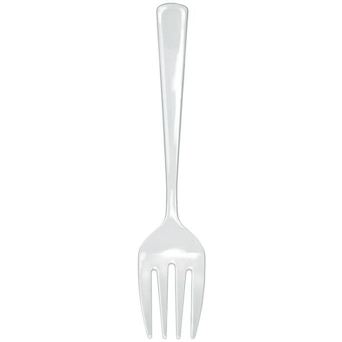 A clear 9.5-inch Plastic Serving Fork. Forks come in a two pack.