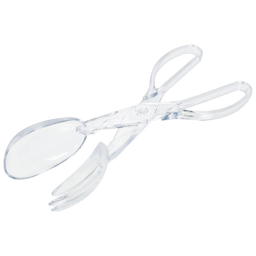 A pair of 11.5-inch Clear Plastic Scissor Tongs.