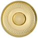 A gold 13.75 inch Round Stainless Steel Chip & Dip Tray.