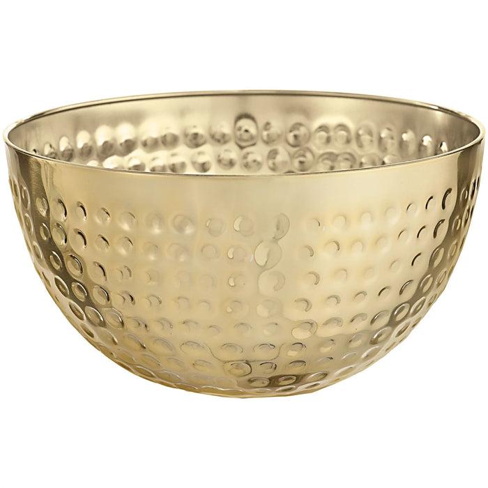 A gold Stainless Steel 5.75 inch diameter Hammered Serving Bowl.