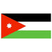Jordan flag featuring red, white, and black horizontal stripes with a red triangle on the left side displaying a white star.