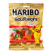 Haribo Goldbears Gummi Candy: small gummy bears. Sold in a 5 oz clear plastic peg bag that hangs from a printed header card, with the candy visible inside.