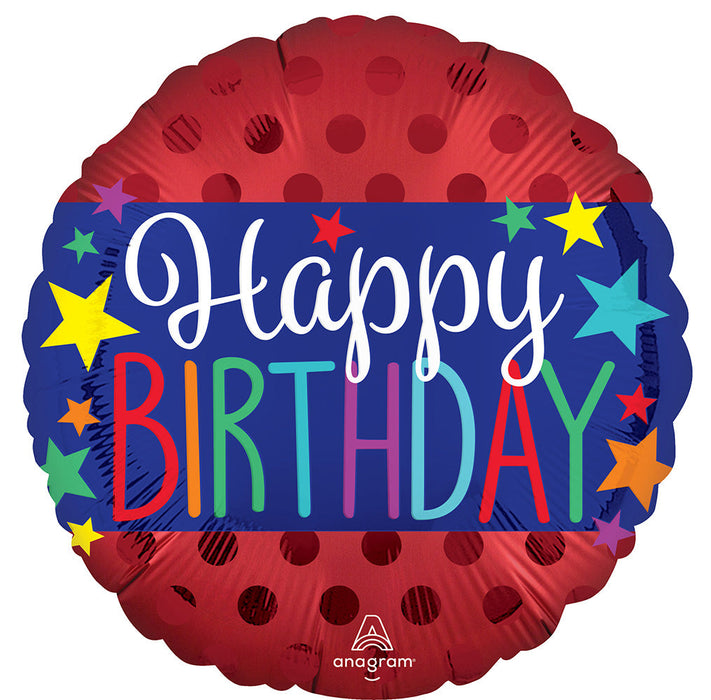 Happy Birthday Banner Satin Mylar Balloon, 18"